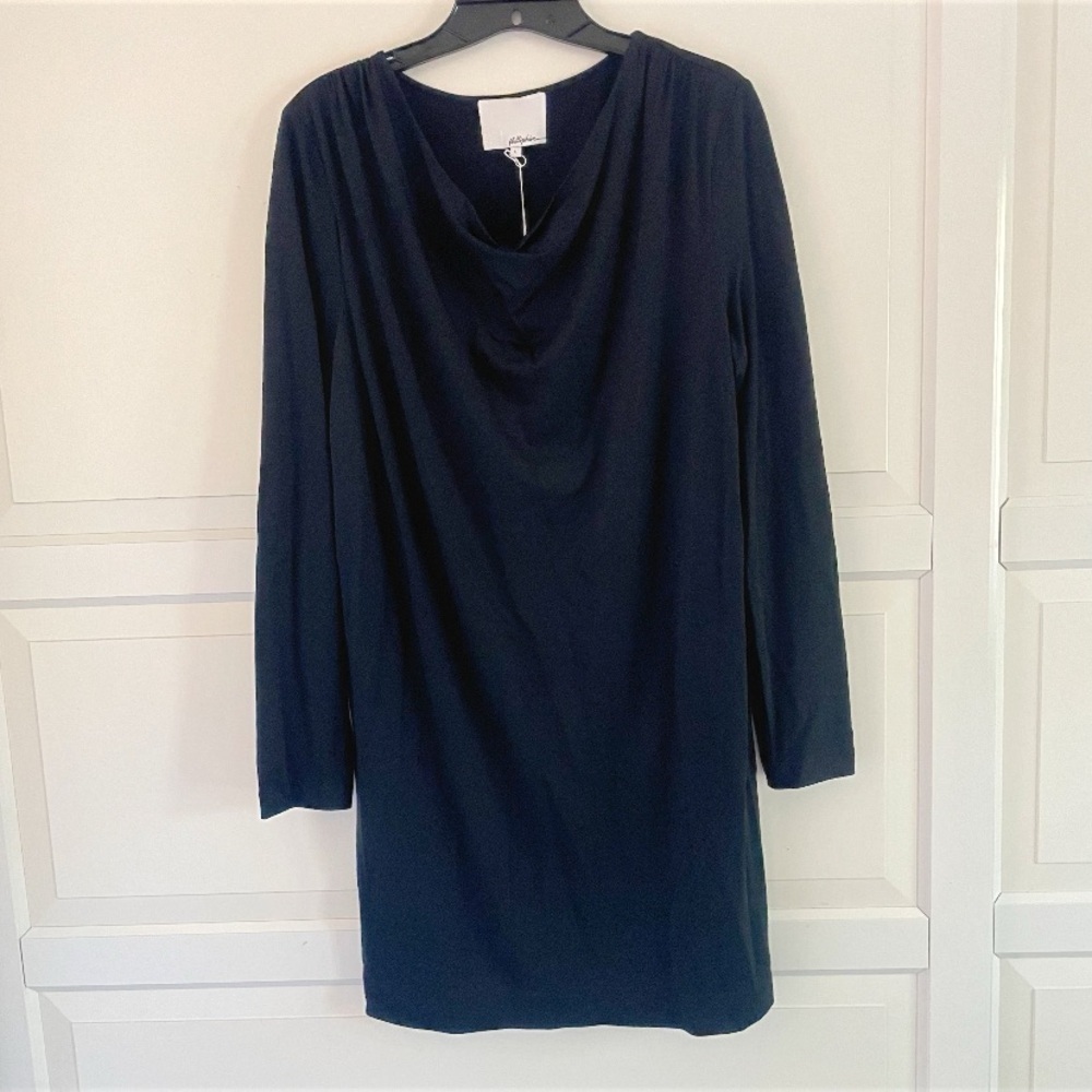 New! 3.1 Philip Lim cowl neck long sleeve black dress 26435